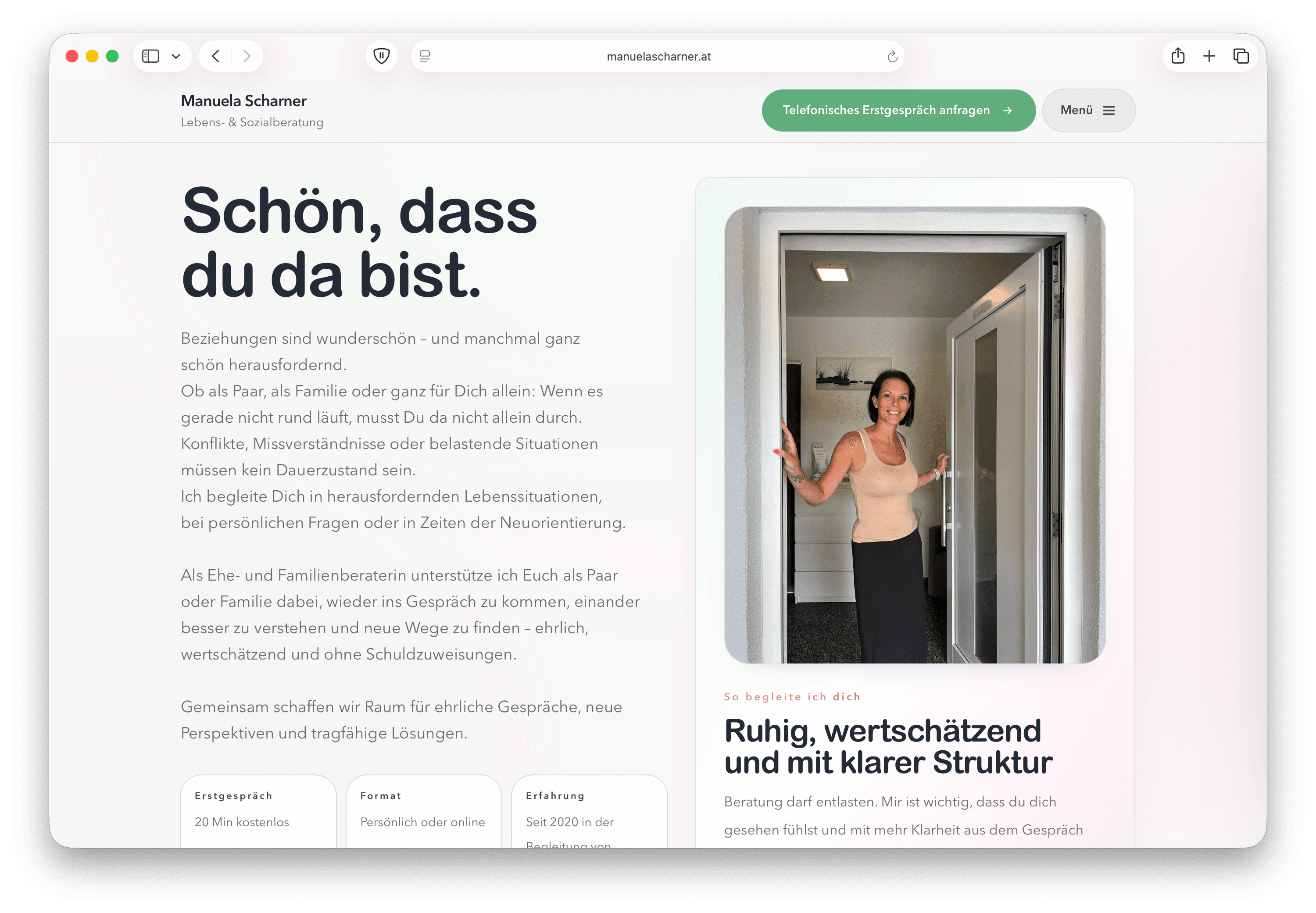 Website Screenshot von Manuela Scharner